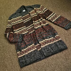 Dress Barn Multicolor Acrylic Patterned Cardigan